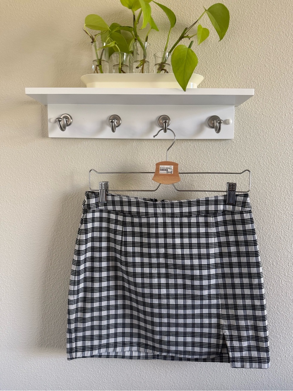 Garage Black & White Plaid Mini Skirt